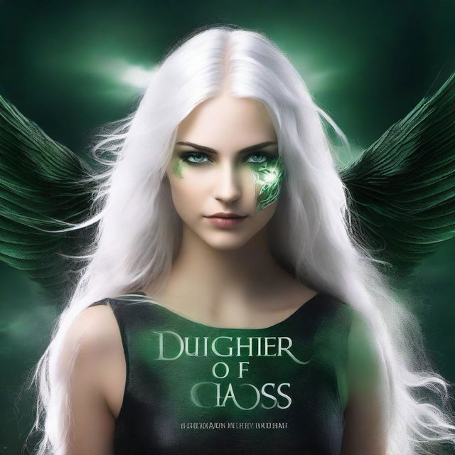 Create a dark fantasy book cover with the title 'Daughter of Chaos'