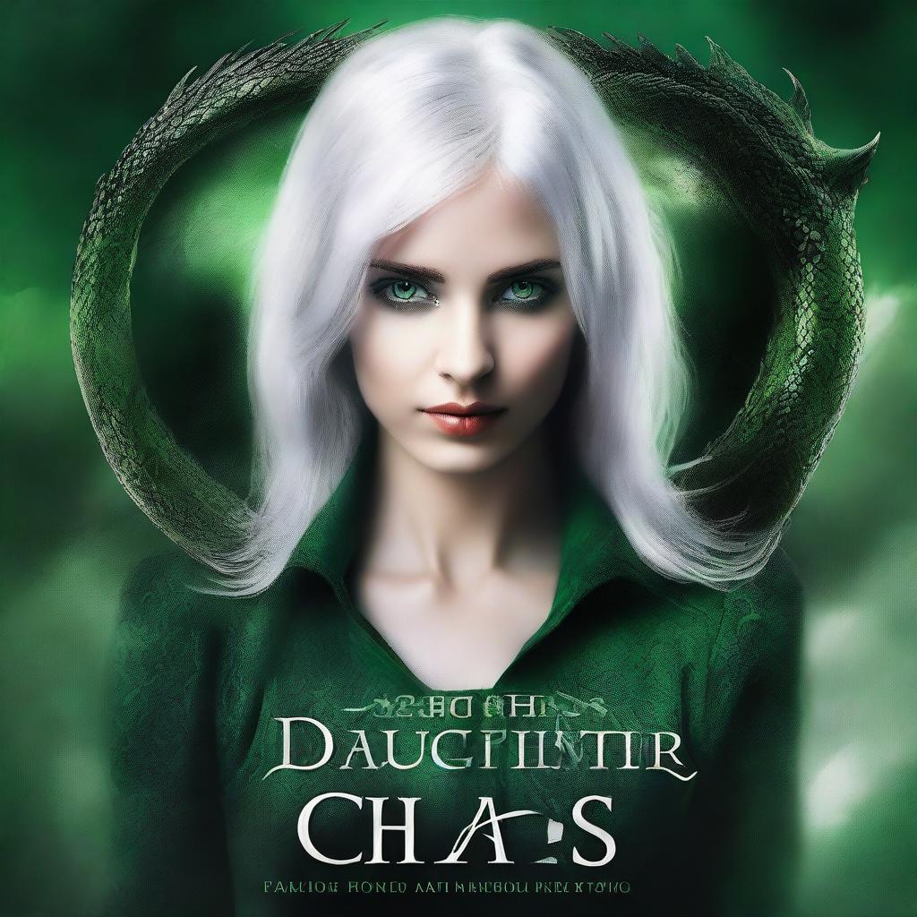 Create a dark fantasy book cover with the title 'Daughter of Chaos'