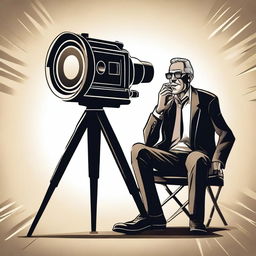 A creative and dynamic illustration of BIGIS VISION, an American filmmaker, portrayed in a stylish and artistic manner