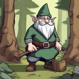 A detailed illustration of a forest gnome thief in a Dungeons and Dragons setting