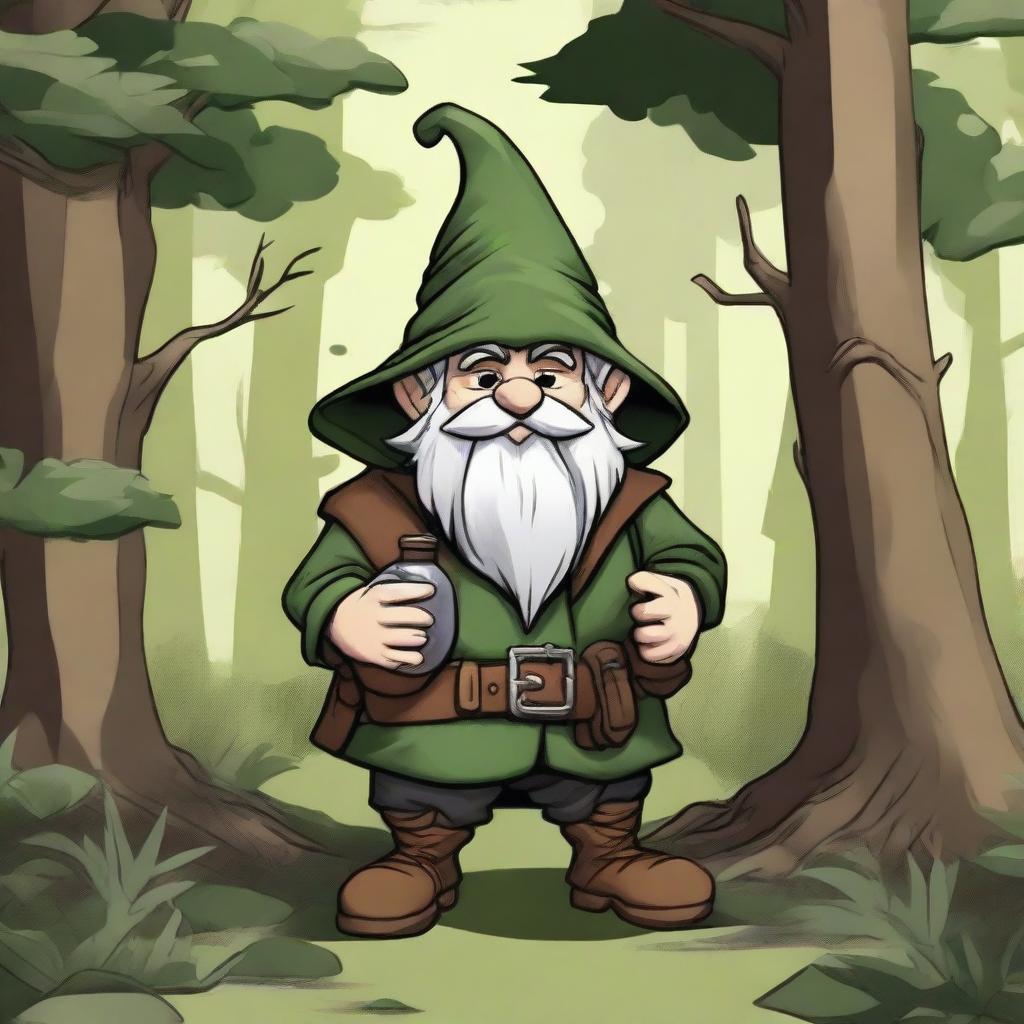 A detailed illustration of a forest gnome thief in a Dungeons and Dragons setting