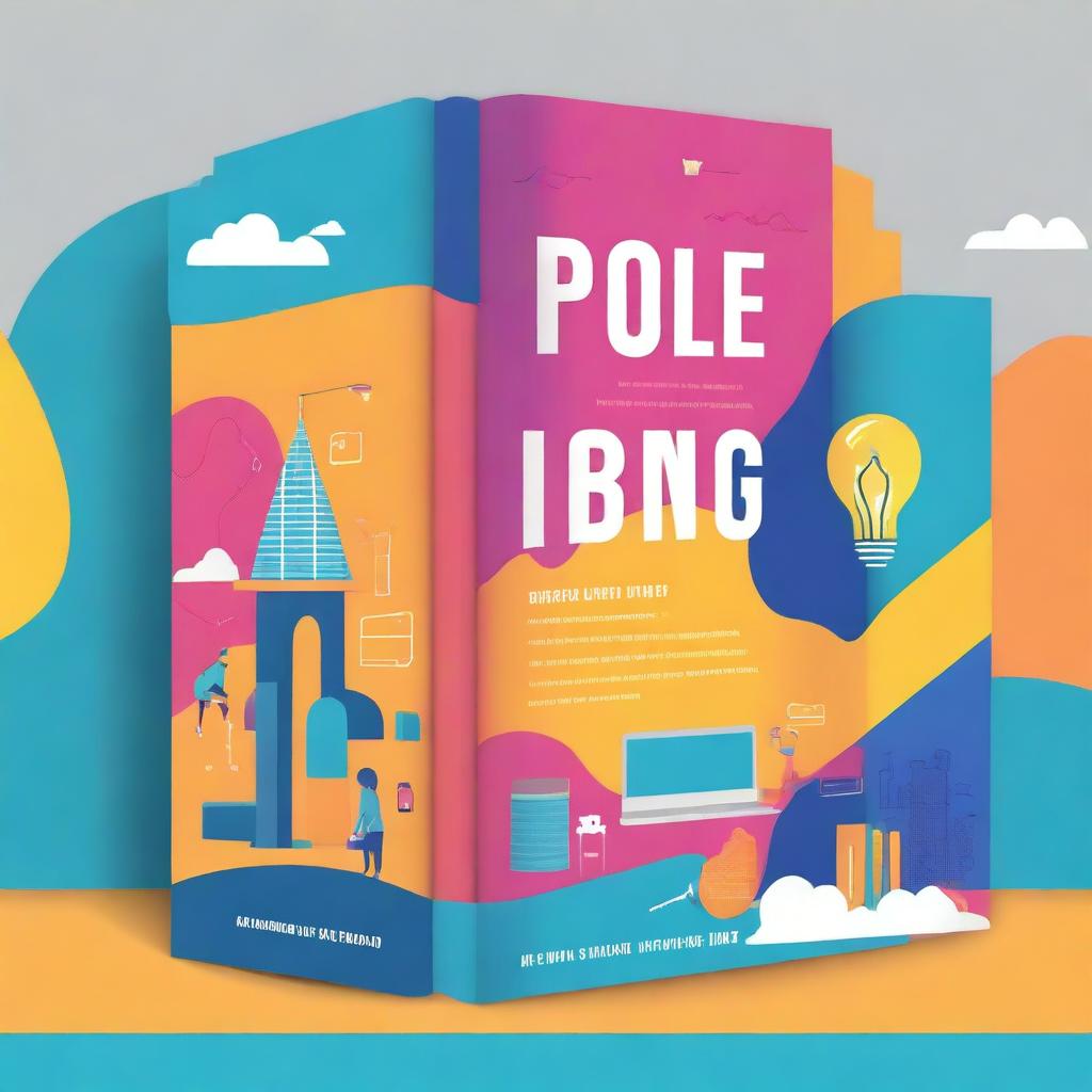 A vibrant book cover showcasing a dynamic startup emerging from a university campus