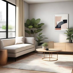 A modern and stylish interior design of a living room