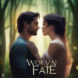 A book cover for a romance novel titled 'Woven by Fate'