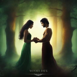 A book cover for a romance novel titled 'Woven by Fate'