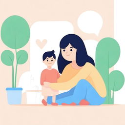 Create an image depicting a friendly and supportive chatbot named 'Chat GPT for Single Moms' offering advice and assistance to a single mother