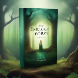 Create a captivating book cover featuring a mystical forest with a hidden ancient temple