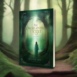 Create a captivating book cover featuring a mystical forest with a hidden ancient temple