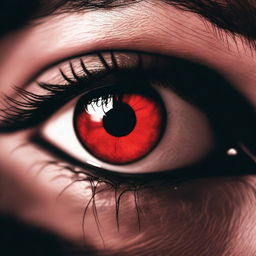 A close-up image of a pair of evil eyes, glowing with a sinister red hue