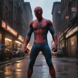 Spiderman flaunting unique GasPunk gear, heavily influenced by gas-powered machinery and Victorian elegance, set amidst a gas-lit urban setting