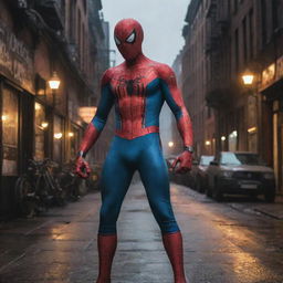 Spiderman flaunting unique GasPunk gear, heavily influenced by gas-powered machinery and Victorian elegance, set amidst a gas-lit urban setting