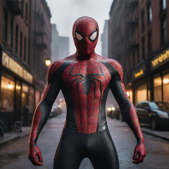 Spiderman flaunting unique GasPunk gear, heavily influenced by gas-powered machinery and Victorian elegance, set amidst a gas-lit urban setting