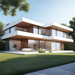 Create an image of a beautiful minimalist mansion