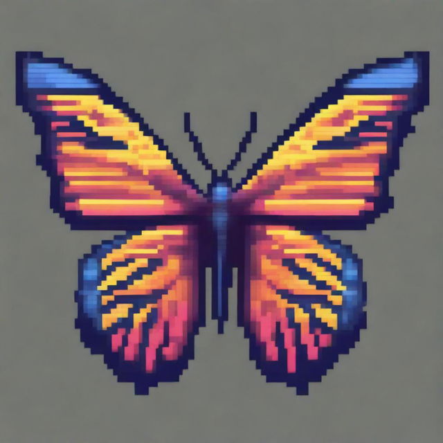 Create a small pixel art image of a butterfly wing