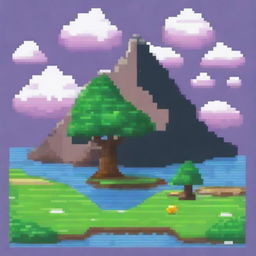 Create a landscape art piece in a pixel art style with a resolution of 17 by 25 pixels