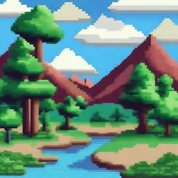 Create a landscape art piece in a pixel art style with a resolution of 17 by 25 pixels