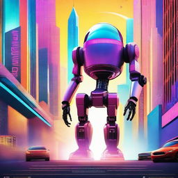 Create a vibrant and eye-catching movie poster for a fictional film titled 'AI Adventures'