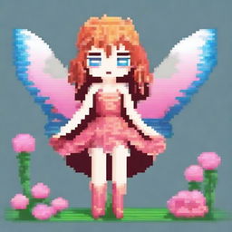 Create a pixel art image with a resolution of 17 by 25 pixels featuring a fairy