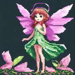 Create a pixel art image with a resolution of 17 by 25 pixels featuring a fairy