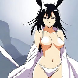 An illustration of Rukia Kuchiki from Bleach, wearing a sexy bunny suit