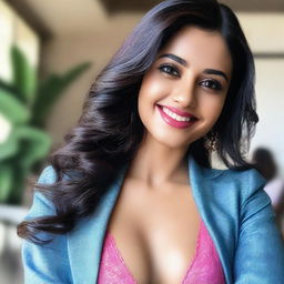 A very high-resolution realistic photo of a beautiful and sexy 25-year-old Indian woman in a luxury housing complex