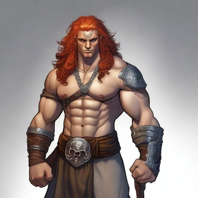 A young, friendly guy of the fire genasi race from the barbarian class