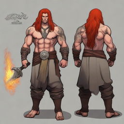 A young, friendly guy of the fire genasi race from the barbarian class