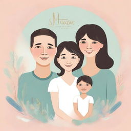 Create a serene family portrait with parents holding their children