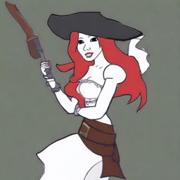 Create an image of Wojak dressed as Miss Fortune from League of Legends