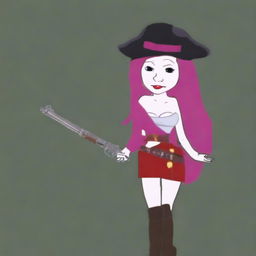 Create an image of Wojak dressed as Miss Fortune from League of Legends