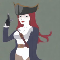 Create an image of Wojak dressed as Miss Fortune from League of Legends