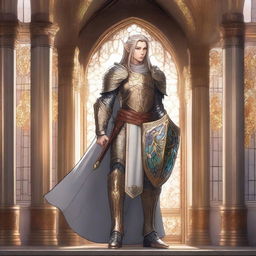 A noble elf paladin standing in a heroic pose