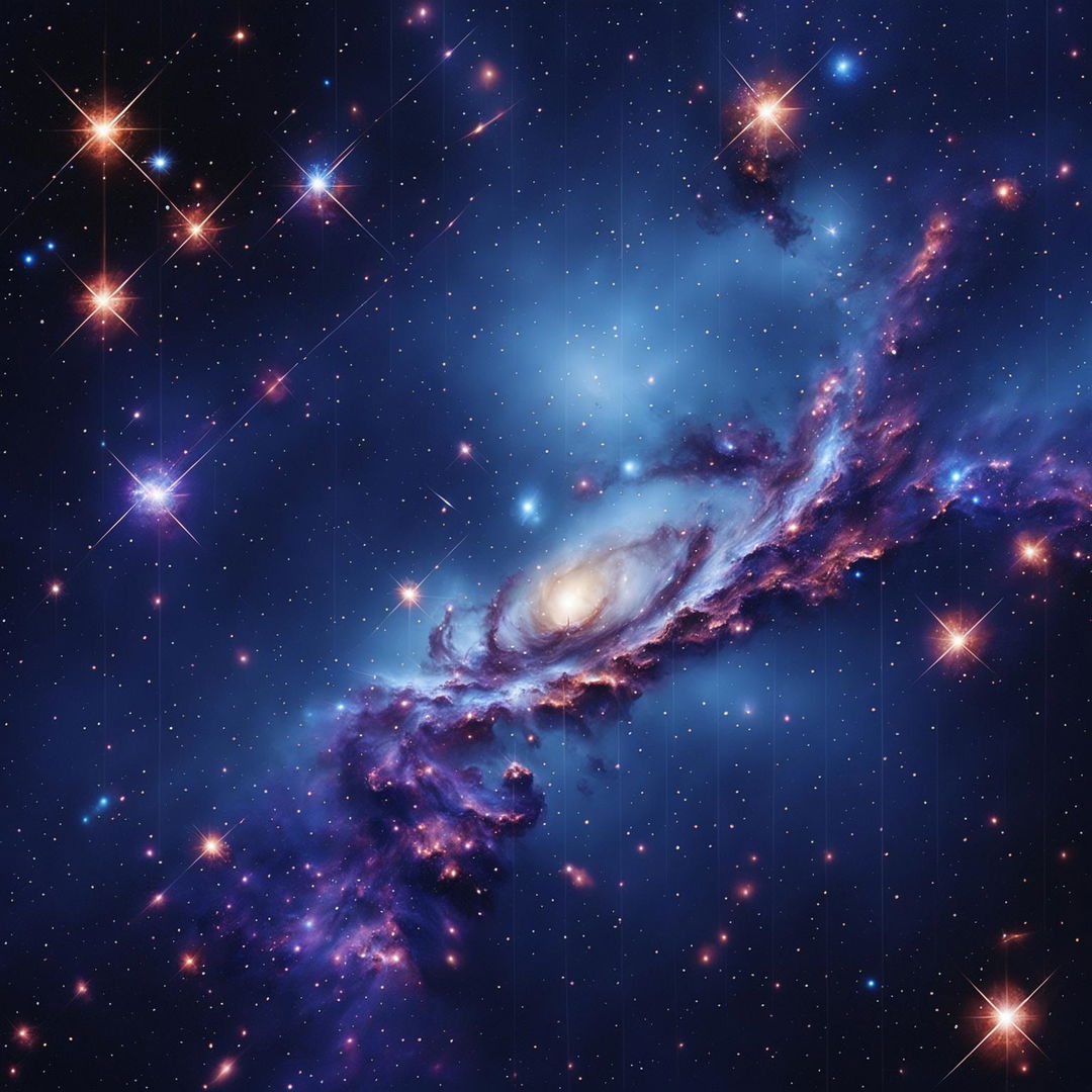 A realistic depiction of a deep space galaxy with detailed textures of stars, gas clouds, and spiral arms, featuring distant galaxies in the background and realistic color tones to convey the vastness of space