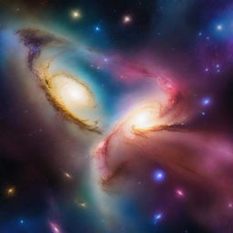 A breathtaking view of two galaxies colliding in the vast expanse of space