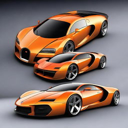 Create a full-scale image of a futuristic car that combines the sleek, aerodynamic design of a Saleen S1, the luxurious and powerful aesthetic of a Bugatti Veyron, and the aggressive, angular lines of a Lamborghini Aventador