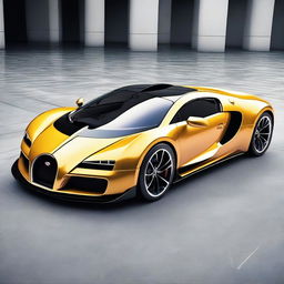 Create a full-scale image of a futuristic car that combines the sleek, aerodynamic design of a Saleen S1, the luxurious and powerful aesthetic of a Bugatti Veyron, and the aggressive, angular lines of a Lamborghini Aventador