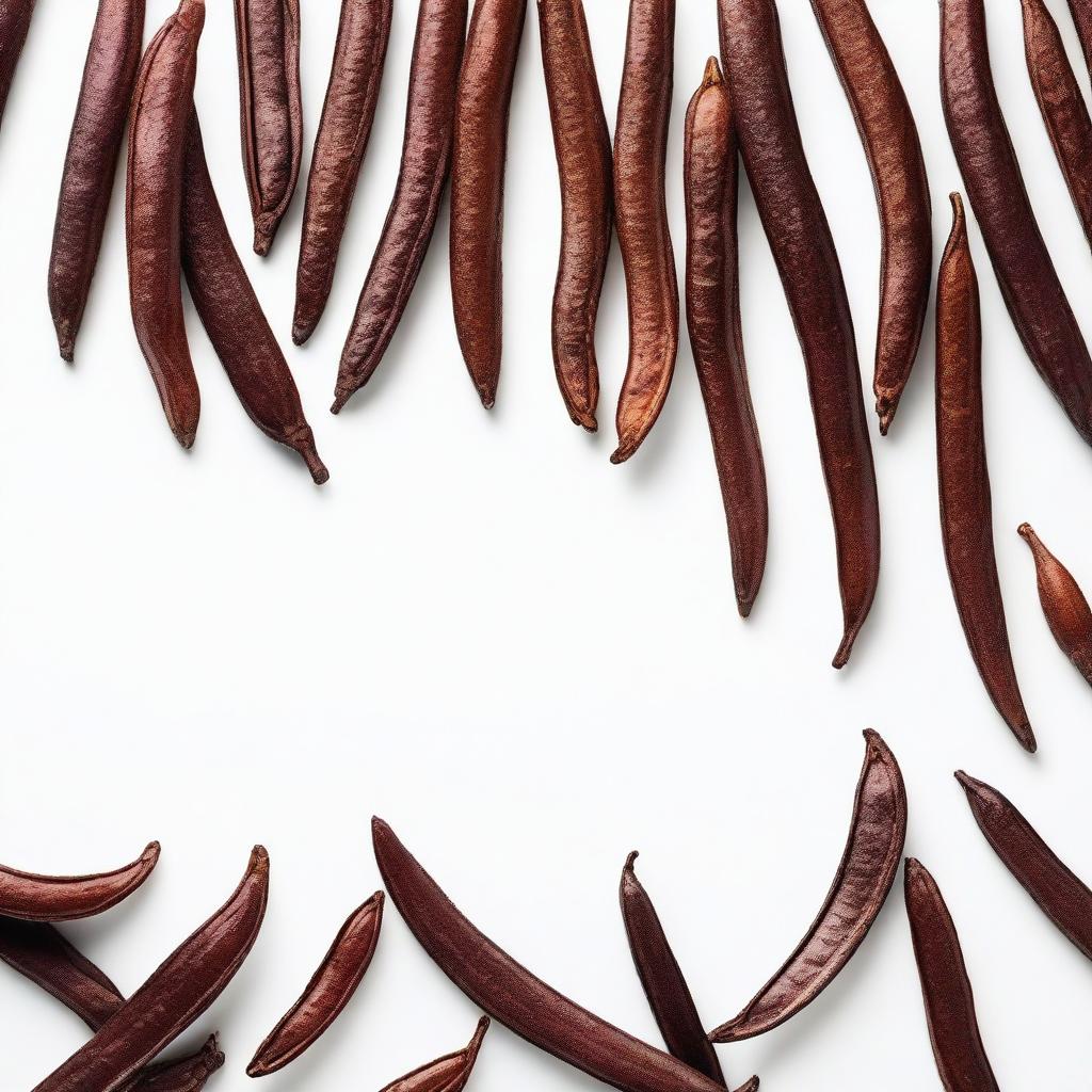 A beautiful arrangement of vanilla bean pods forming a border around the page