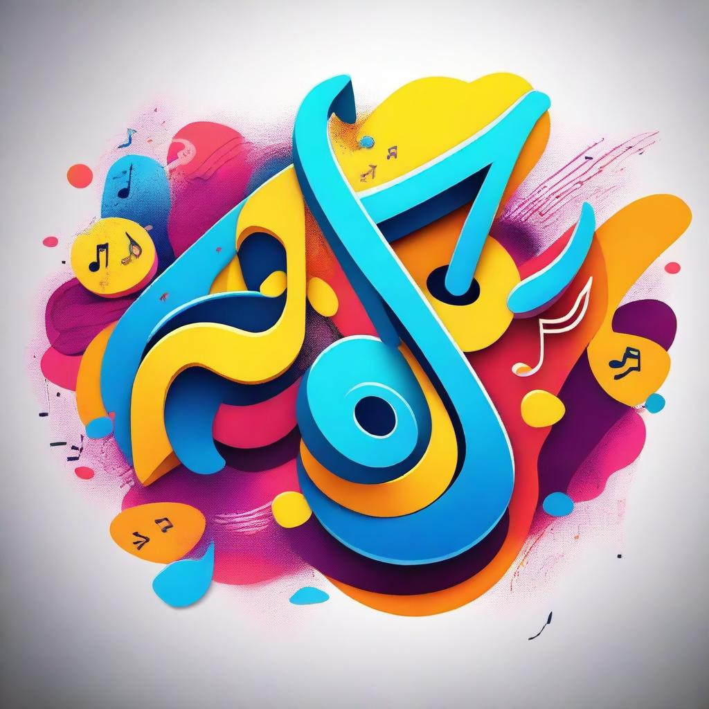 Create a vibrant and eye-catching music thumbnail that includes a mix of musical notes, instruments, and abstract shapes