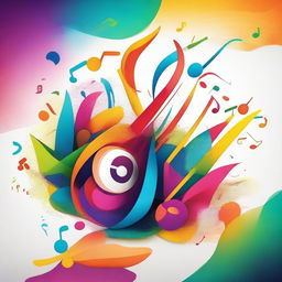 Create a vibrant and eye-catching music thumbnail that includes a mix of musical notes, instruments, and abstract shapes