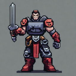 Create a 32x32 pixel art image of a warrior character designed in the style of the Gears of War game