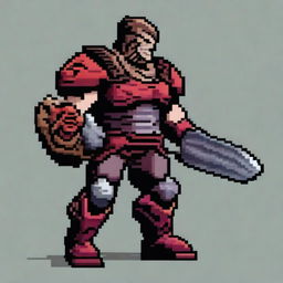 Create a 32x32 pixel art image of a warrior character designed in the style of the Gears of War game