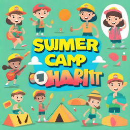 Create a colorful and engaging YouTube thumbnail for a summer camp montage video