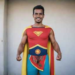 A superhero hailing from Timor-Leste, donning a distinctive costume integrating local traditions and cultural motifs, with superpowers tied to the folklore of Timor-Leste