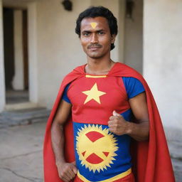 A superhero hailing from Timor-Leste, donning a distinctive costume integrating local traditions and cultural motifs, with superpowers tied to the folklore of Timor-Leste