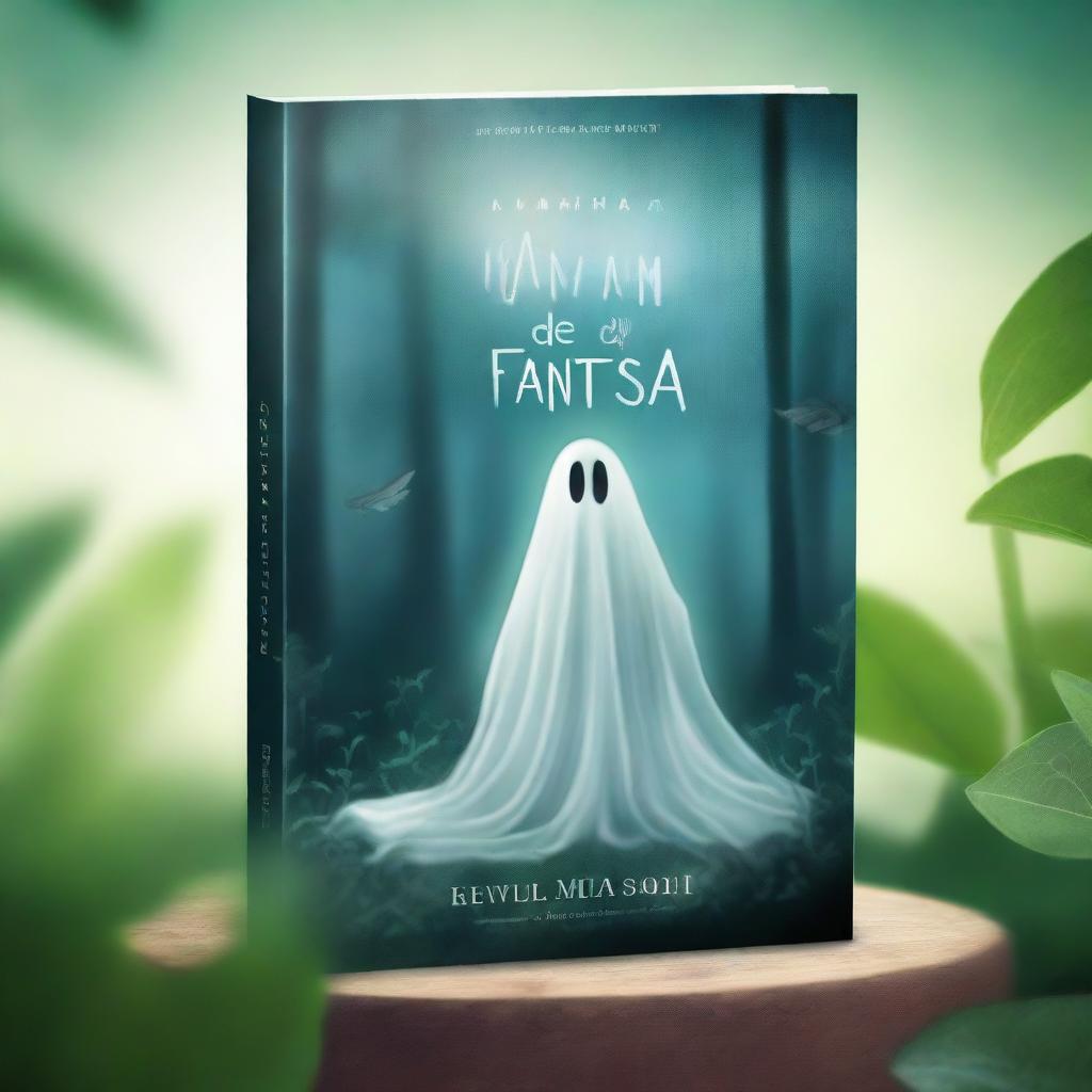 Create a realistic and attention-grabbing book cover for 'Um Amor de um Fantasma'