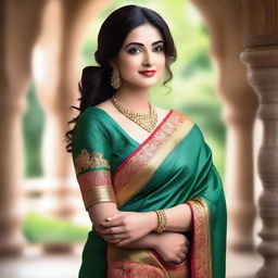 A beautiful woman wearing a traditional saree, standing gracefully