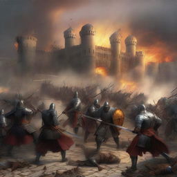 A dramatic scene depicting the Battle for Constantinople