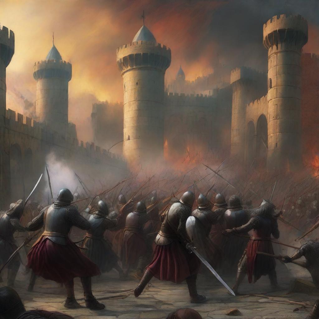 A dramatic scene depicting the Battle for Constantinople