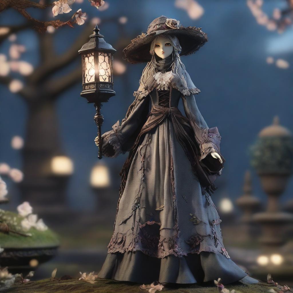 The Dream Hunter Doll from Bloodborne standing gracefully in the Hunter's Dream