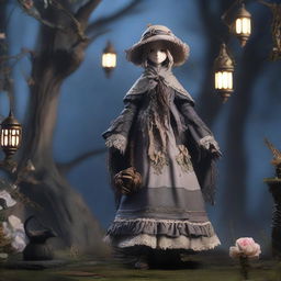 The Dream Hunter Doll from Bloodborne standing gracefully in the Hunter's Dream